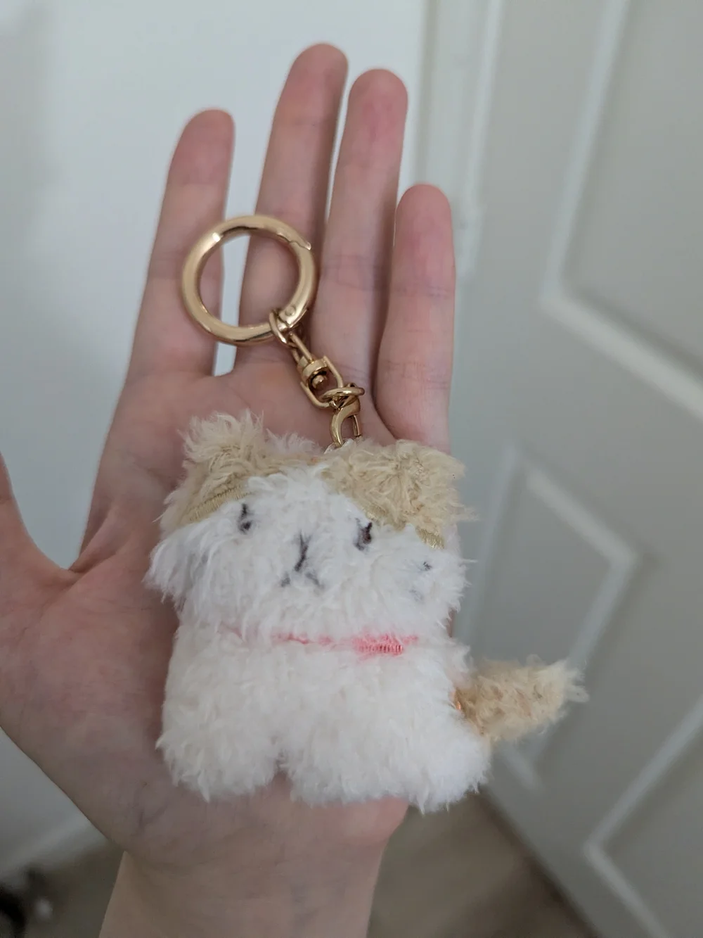Fuku Fuku Nyanko Plush Cat Keychain Bag Charm Cream White